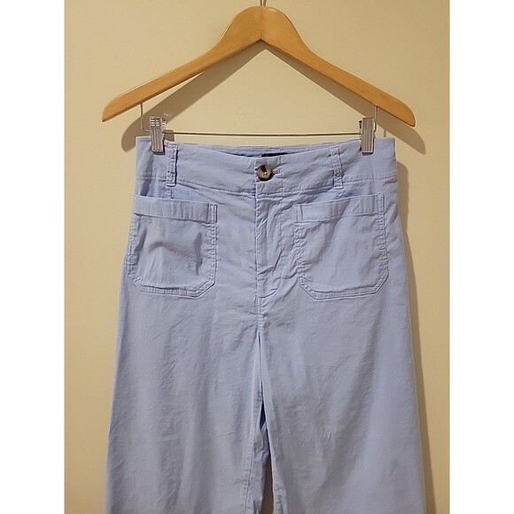 Anthropologie Maeve Collete Pants Wide Leg Cropped Light Blue Sz 29 Casual Linen - Picture 3 of 9